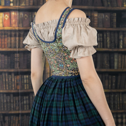 Handmade Blackthorn Blue Floral Corset