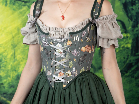 Handmade Dark Green Witchy Bodice