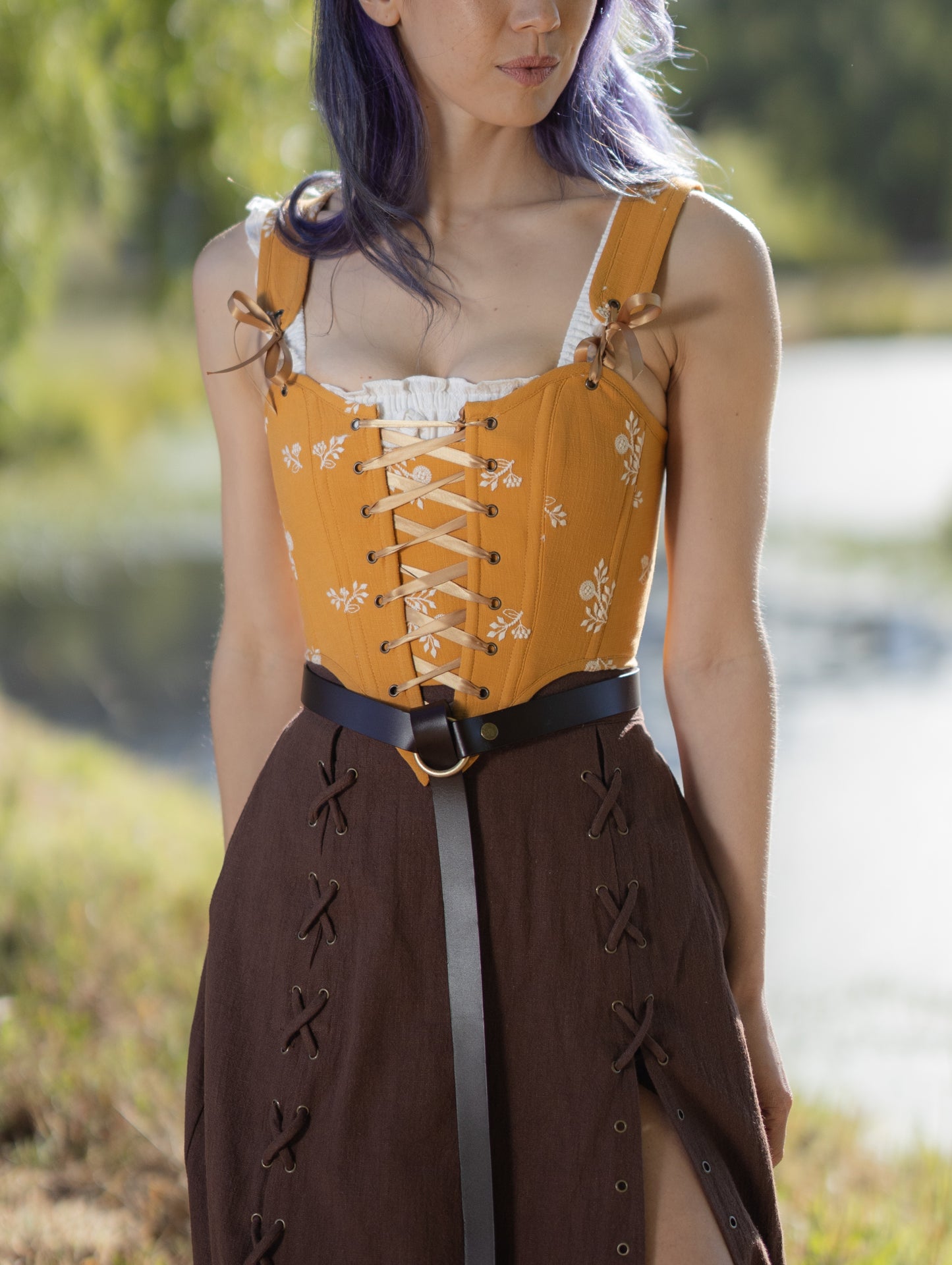 Yellow and White Floral Corset