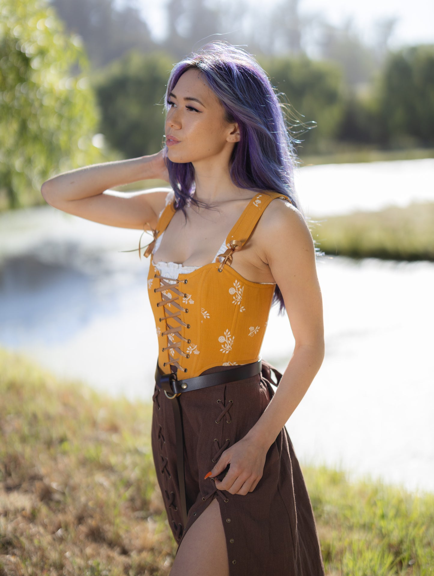 Yellow and White Floral Corset