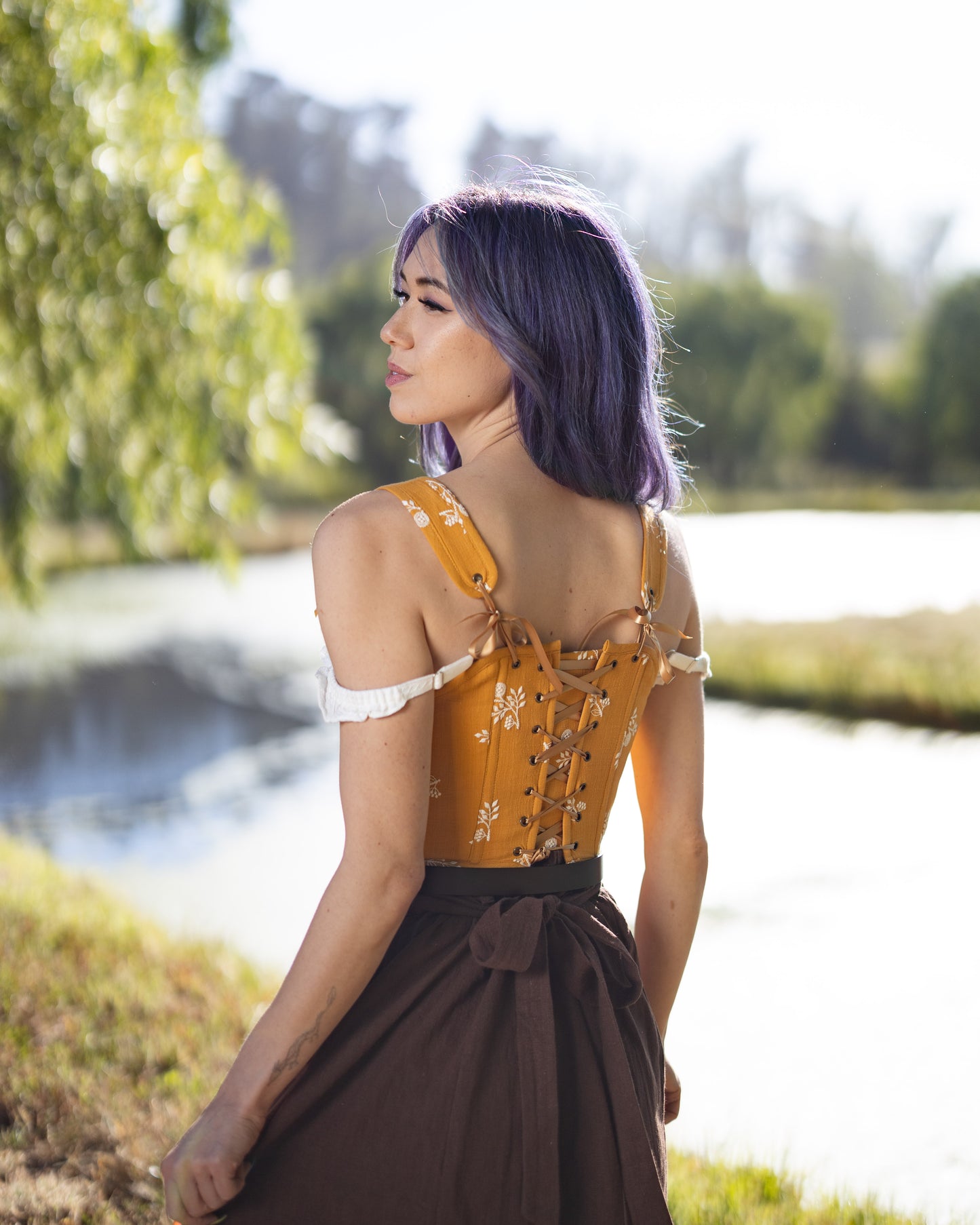 Yellow and White Floral Corset