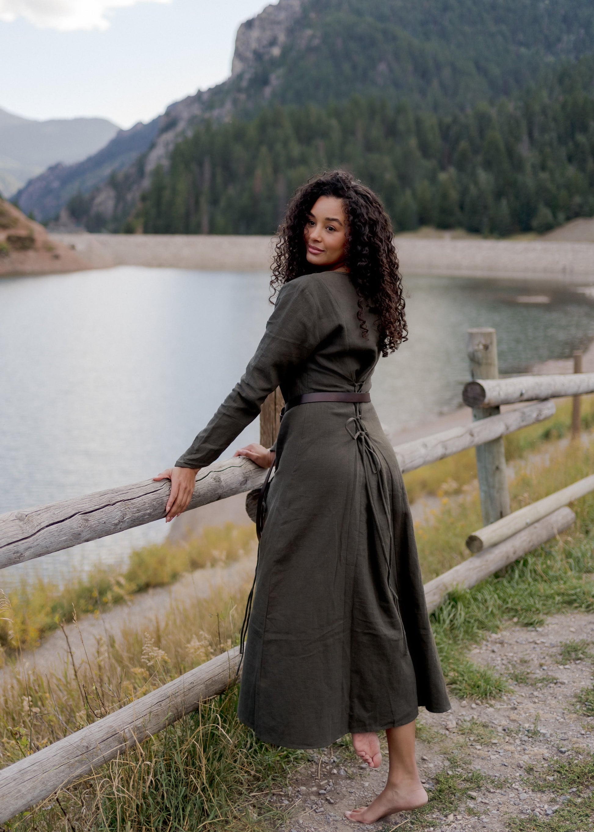 Olive Green Viking Dress - L Olive Green Viking Dress - L
