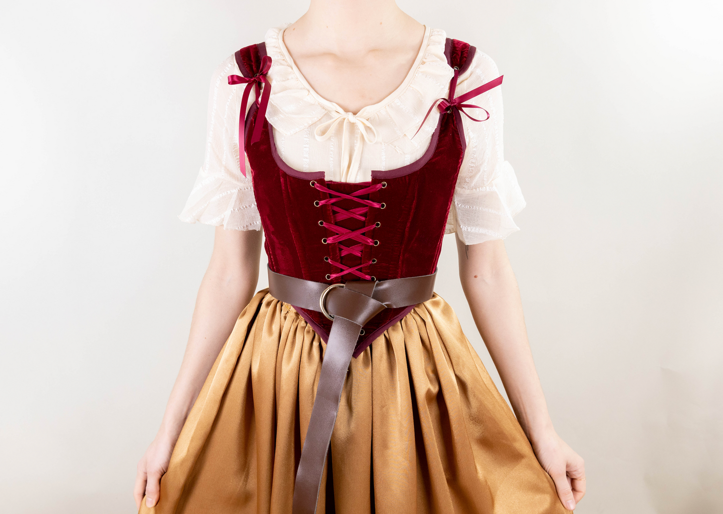Handmade Dark Red Velvet Renaissance Corset