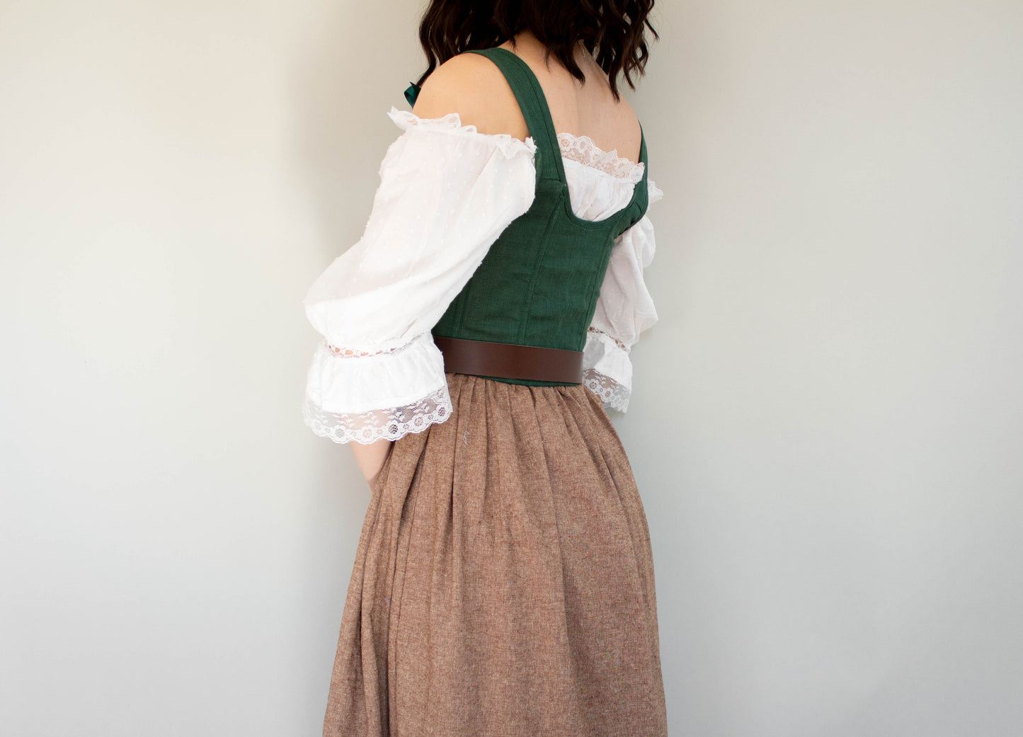 Handmade Dark Green Linen Corset