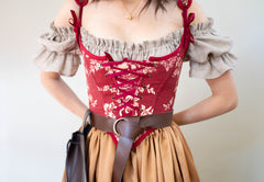 Handmade Dark Red Toile Corset