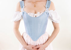 Handmade Light Blue and Pink Elizabethan Stays