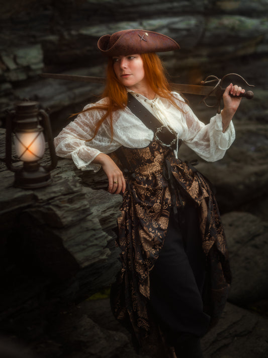 Black and Gold Paisley Overskirt