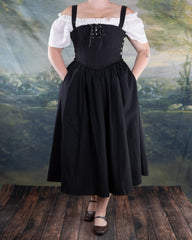 Black Linen Midi Skirt