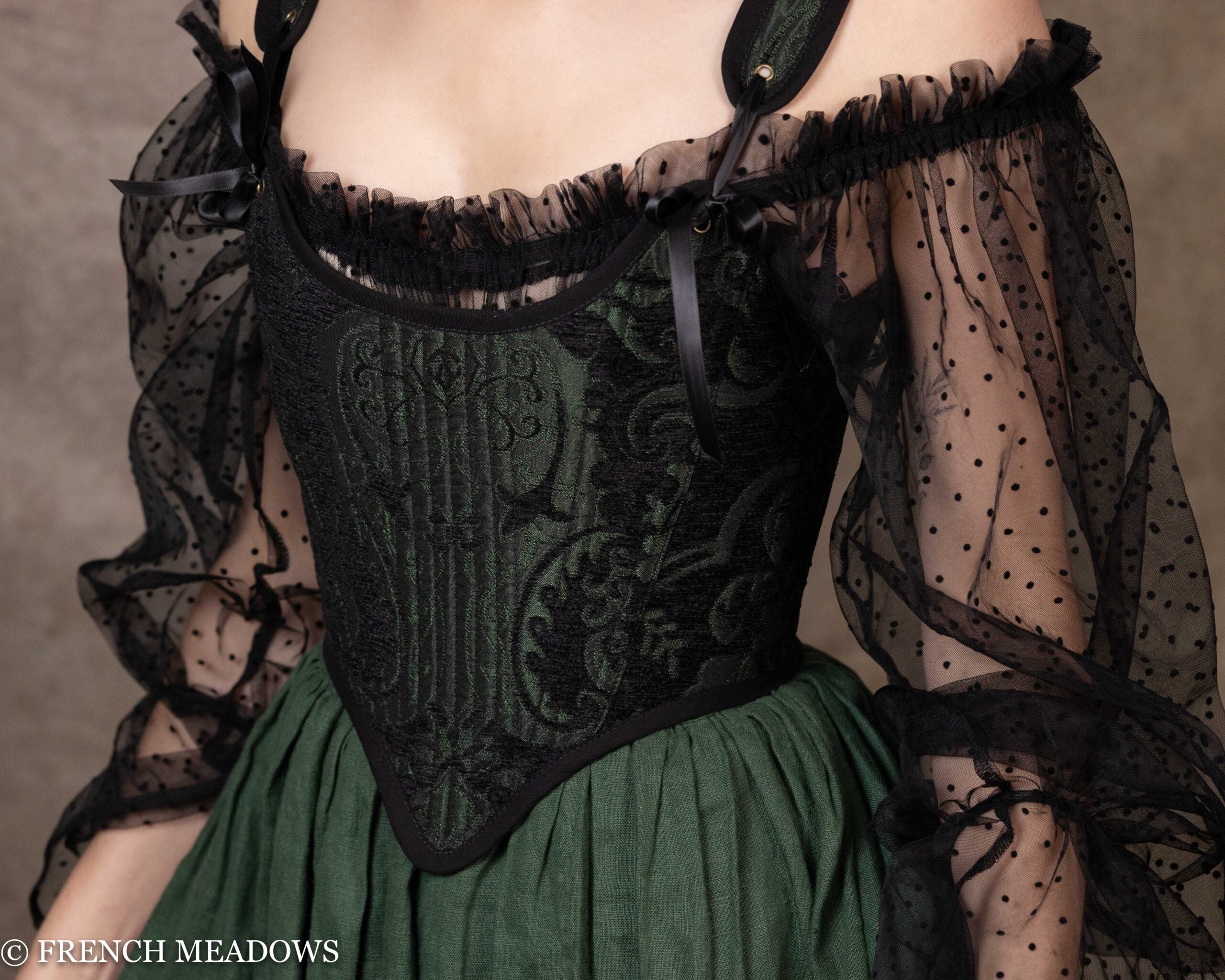 Renaissance Corset Bodice Stays in Dark hotsell Green Linen