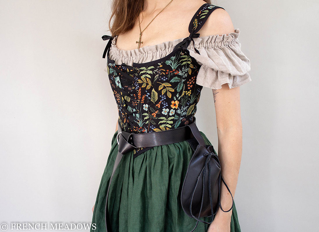 Handmade Black Botanical Renaissance Bodice