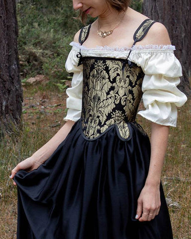 Handmade Black Satin Charmeuse Renaissance Skirt