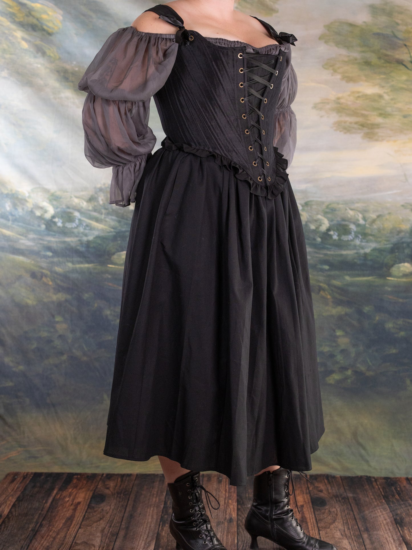 Black Satin Ballerina Stays