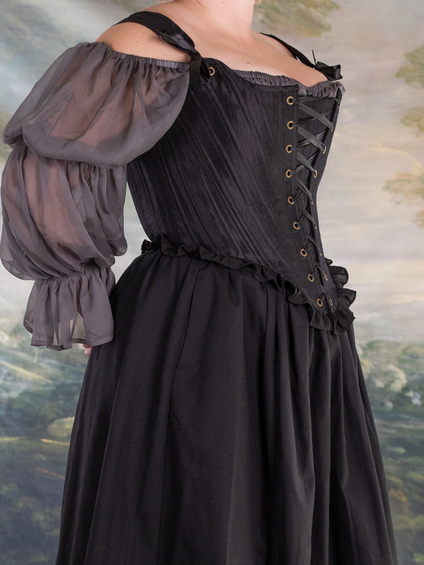Black Satin Ballerina Stays