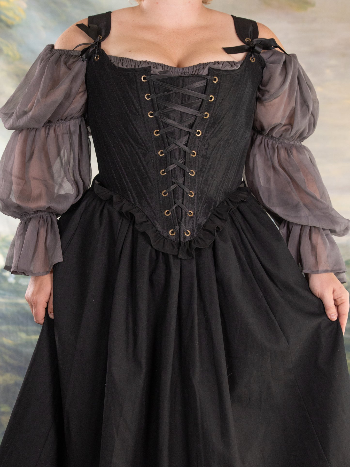 Black Satin Ballerina Stays