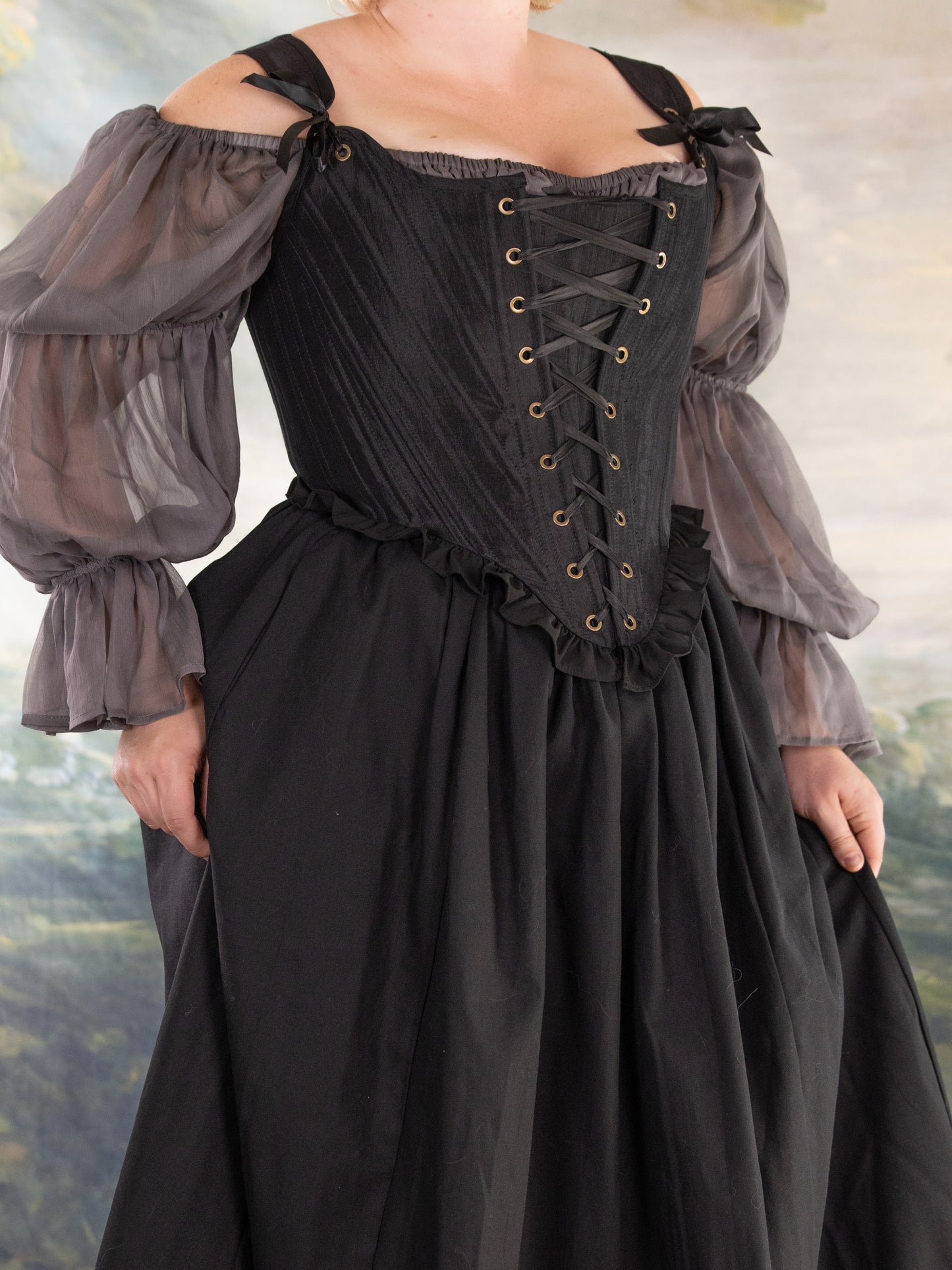 Black Satin Ballerina Stays