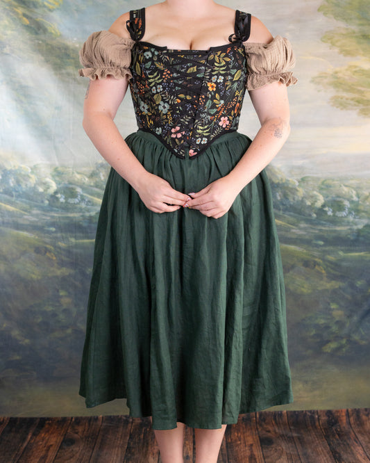 Black Botanical Corset