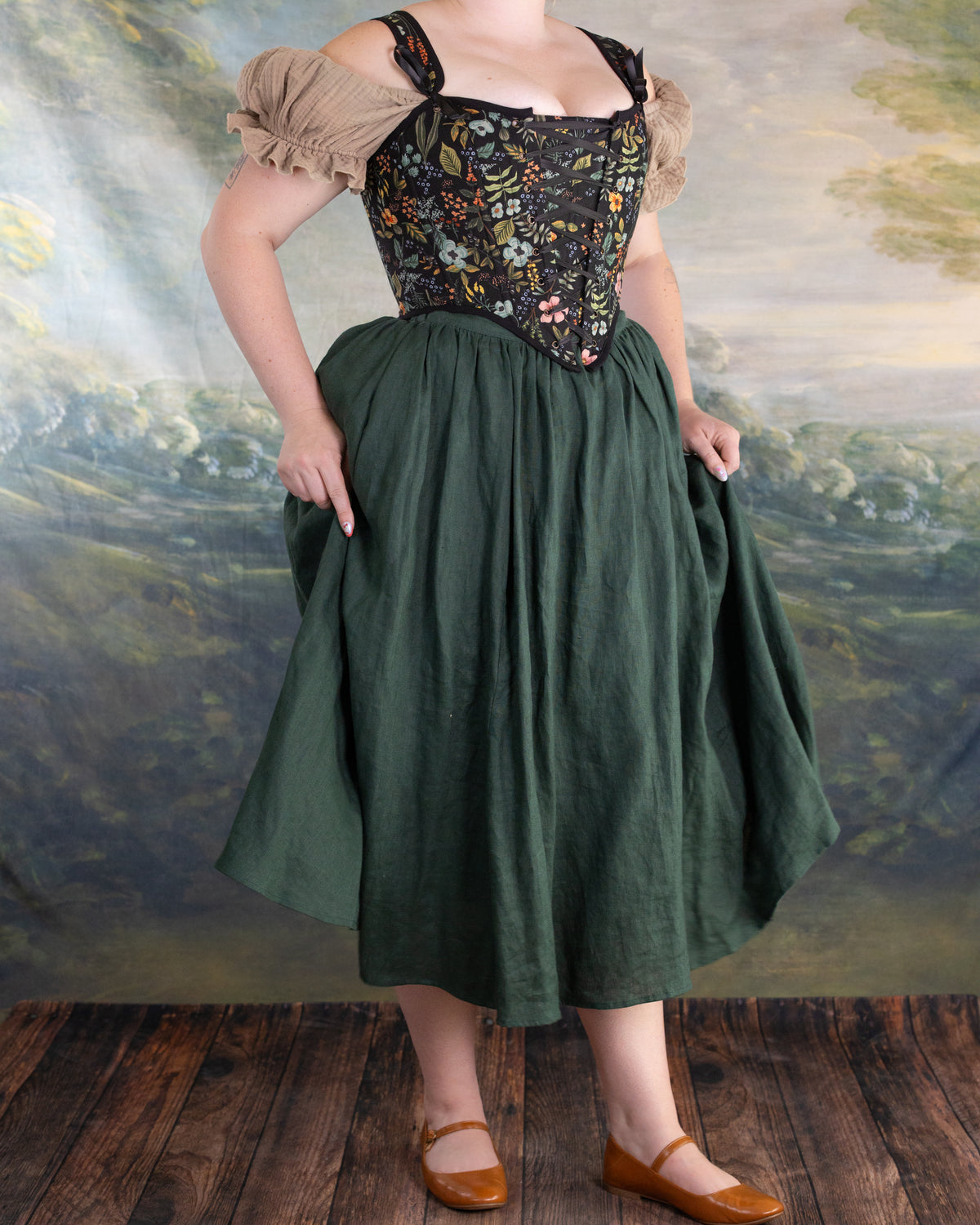 Black Botanical Corset