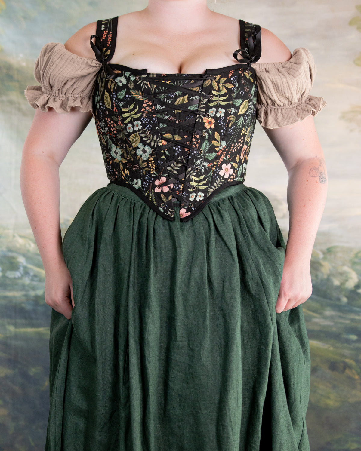 Black Botanical Corset