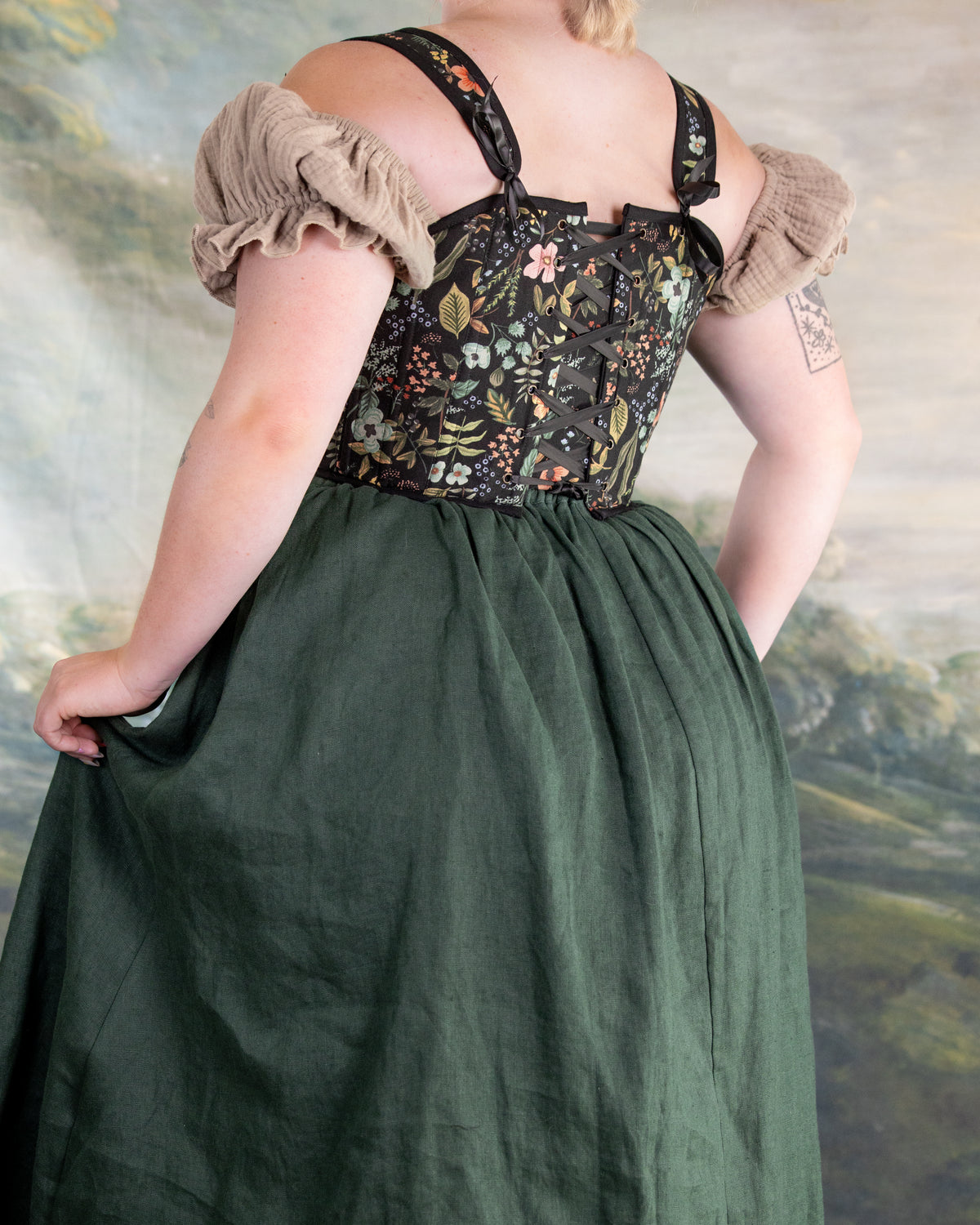 Black Botanical Corset