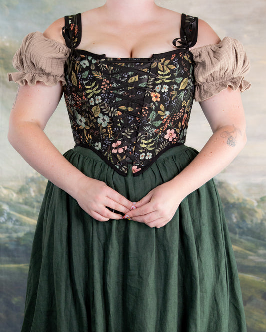 Black Botanical Corset