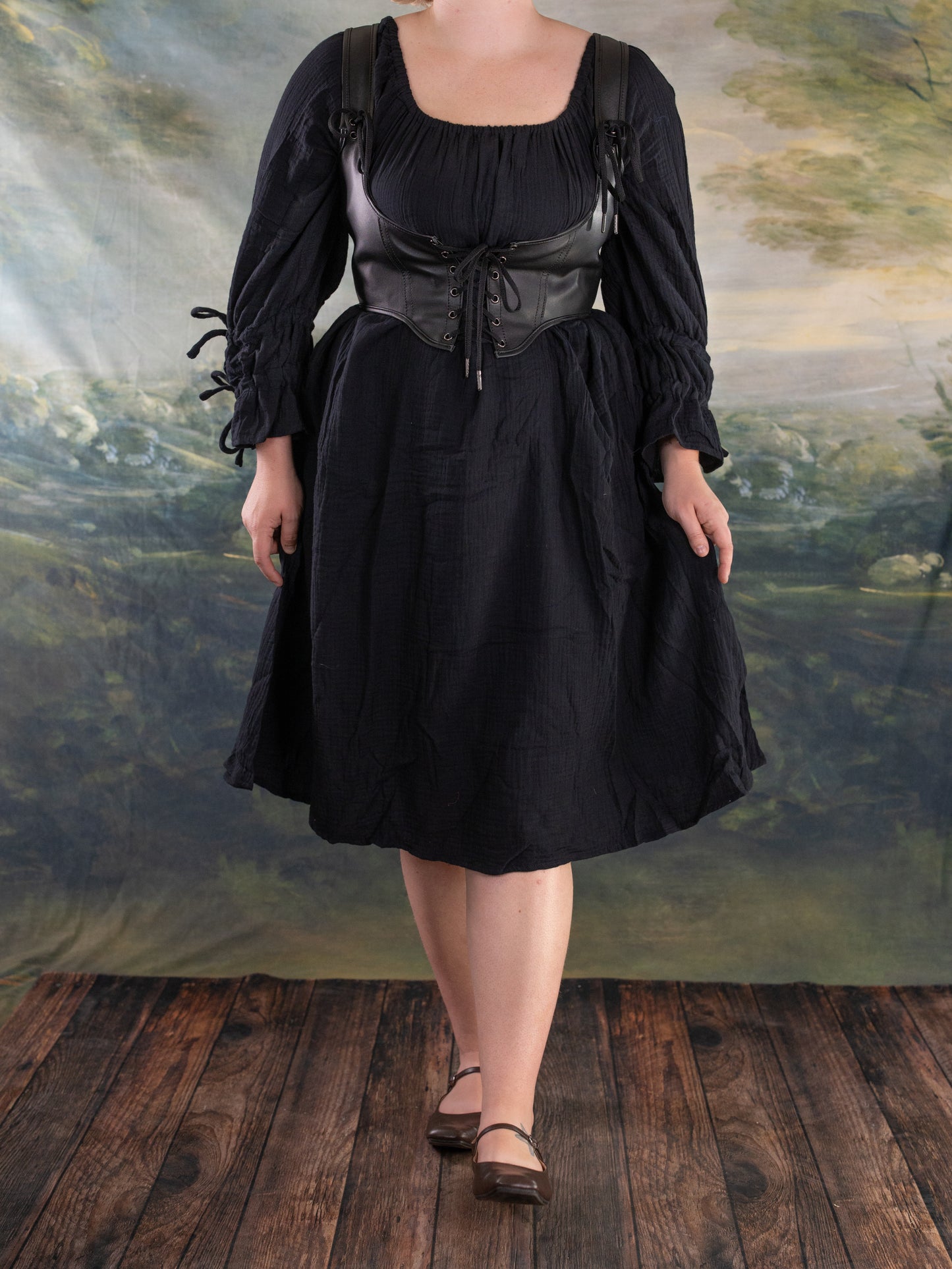 Black Cotton Puff Sleeve Chemise