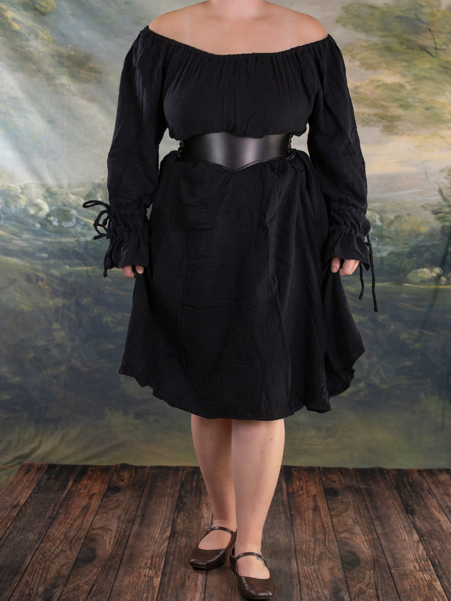 Black Cotton Puff Sleeve Chemise