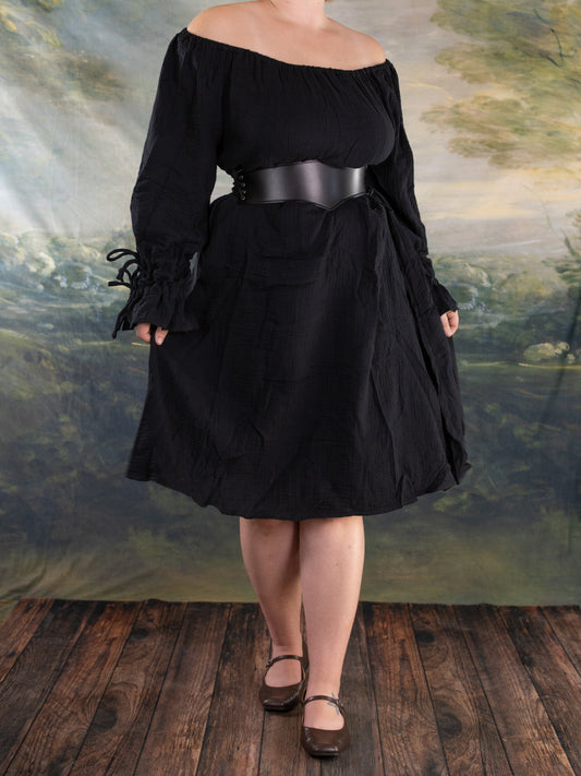 Black Cotton Puff Sleeve Chemise