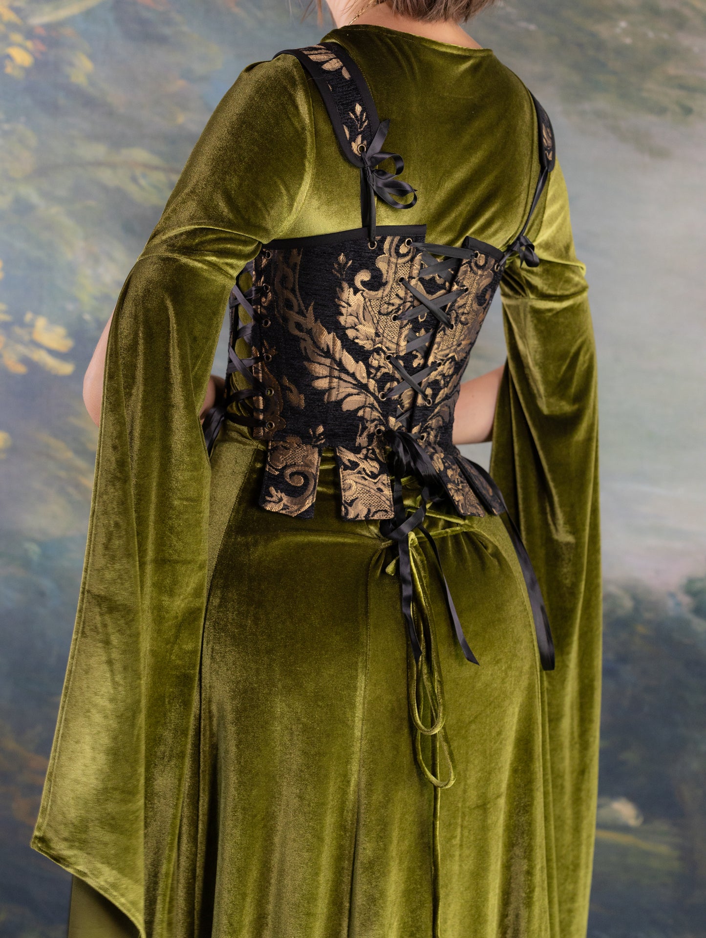 Black and Gold Chenille Tabbed Tudor Stays
