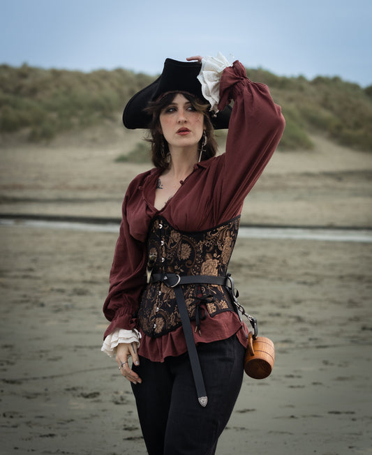 Black and Gold Paisley Underbust Corset
