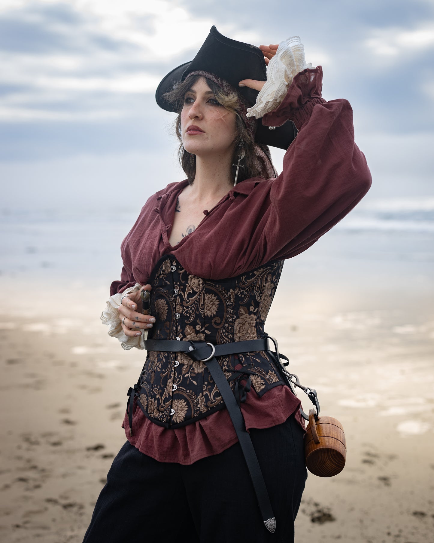 Black and Gold Paisley Underbust Corset