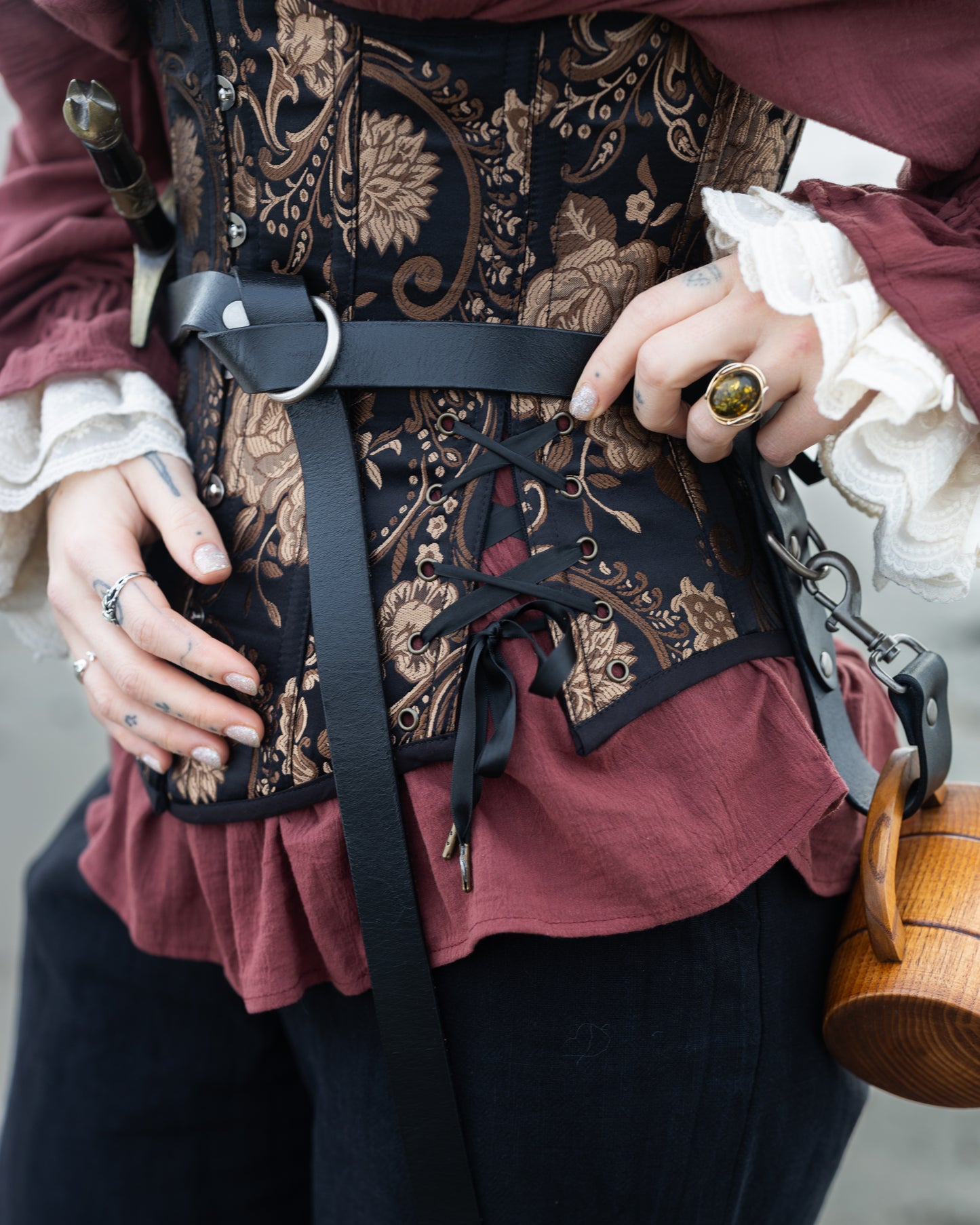 Black and Gold Paisley Underbust Corset
