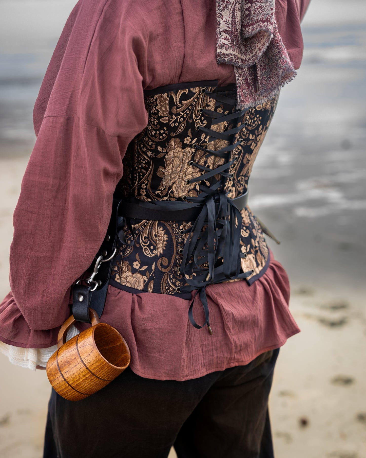 Black and Gold Paisley Underbust Corset