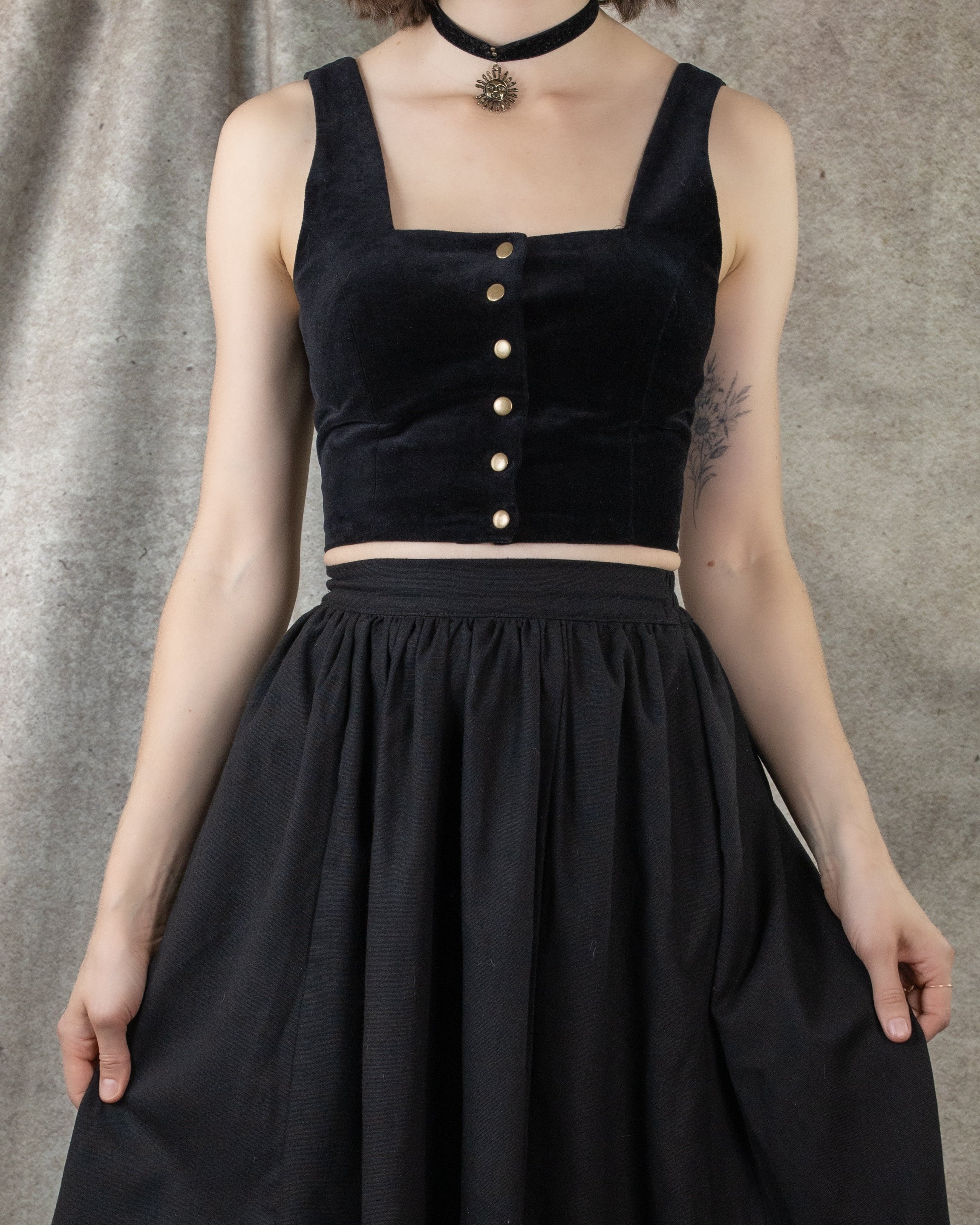 Black Velvet Dirndl Top | French Meadows Corsets