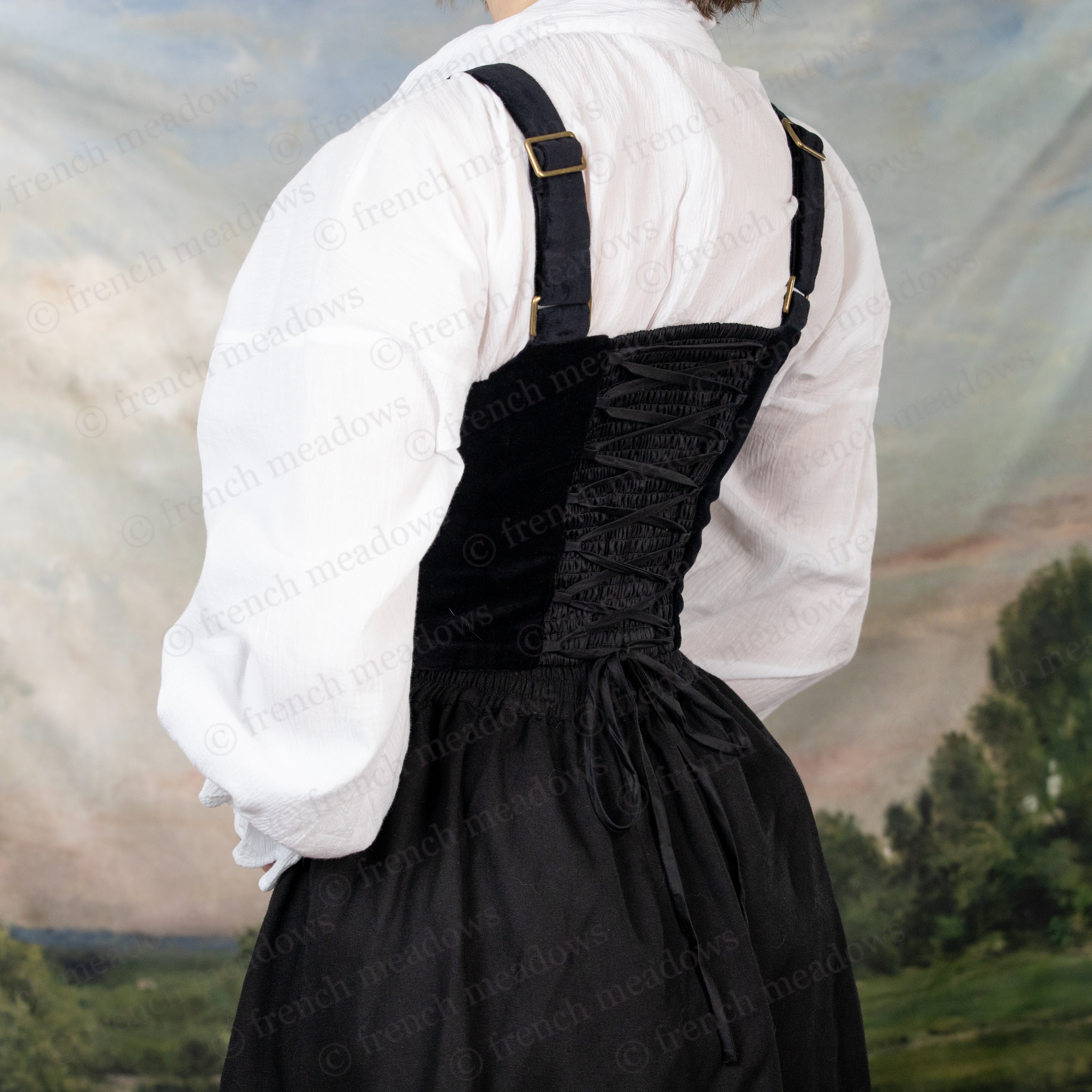 Black Velvet Dirndl Top | French Meadows Corsets