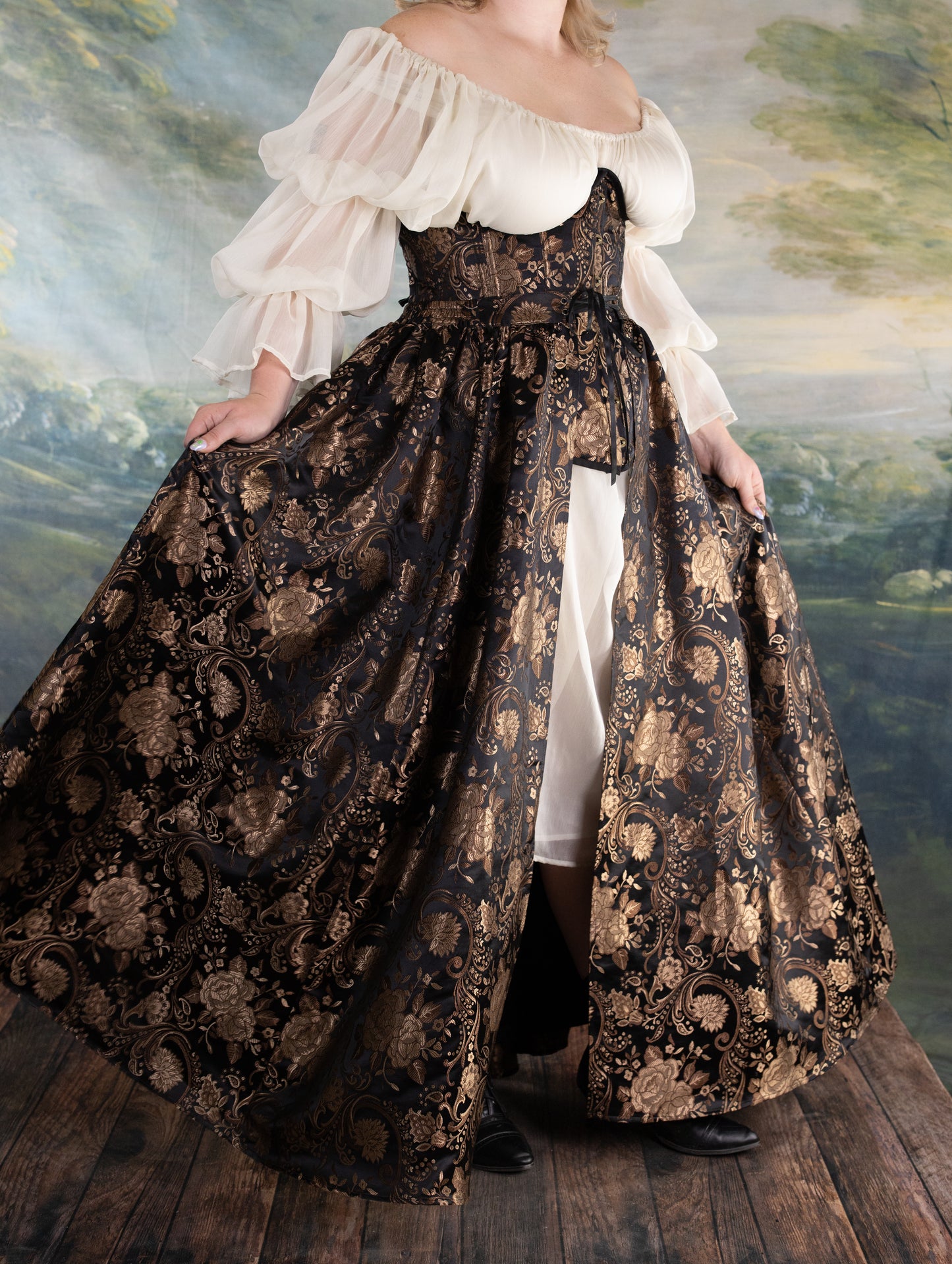 Black and Gold Paisley Overskirt
