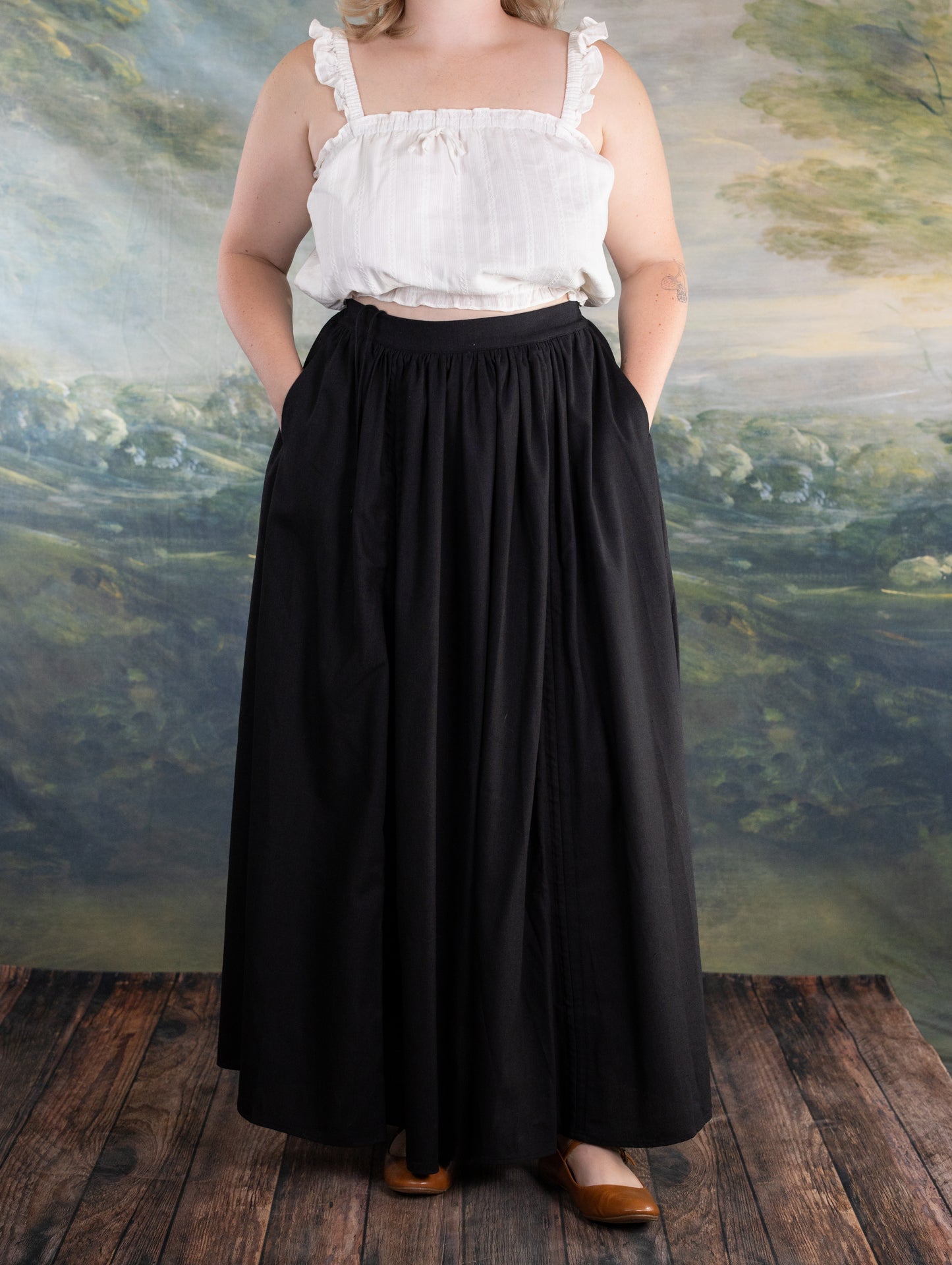 Black Cinching Maxi Skirt