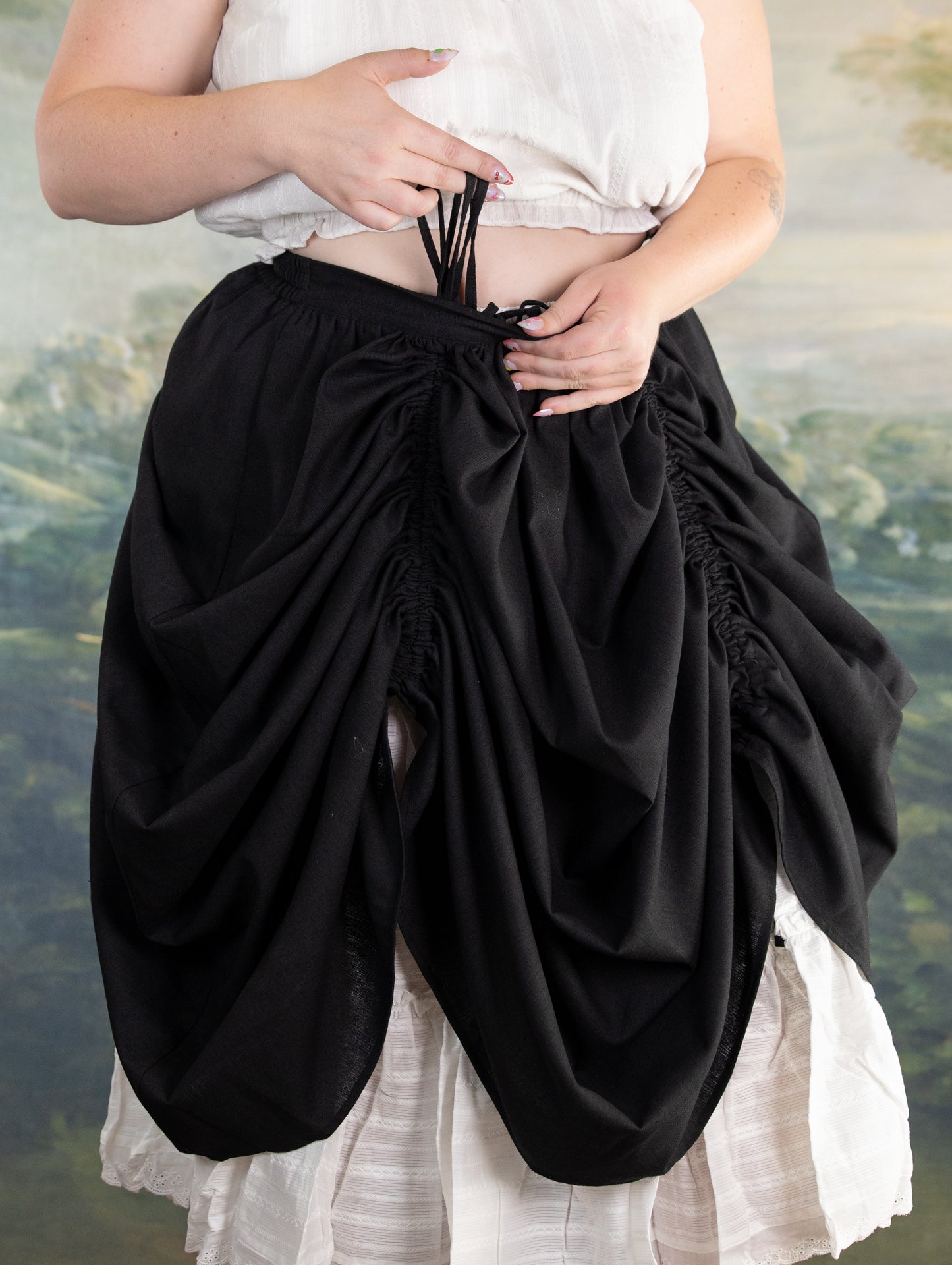 Black Cinching Maxi Skirt