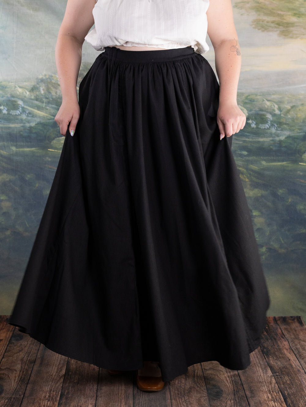 Black Cinching Maxi Skirt