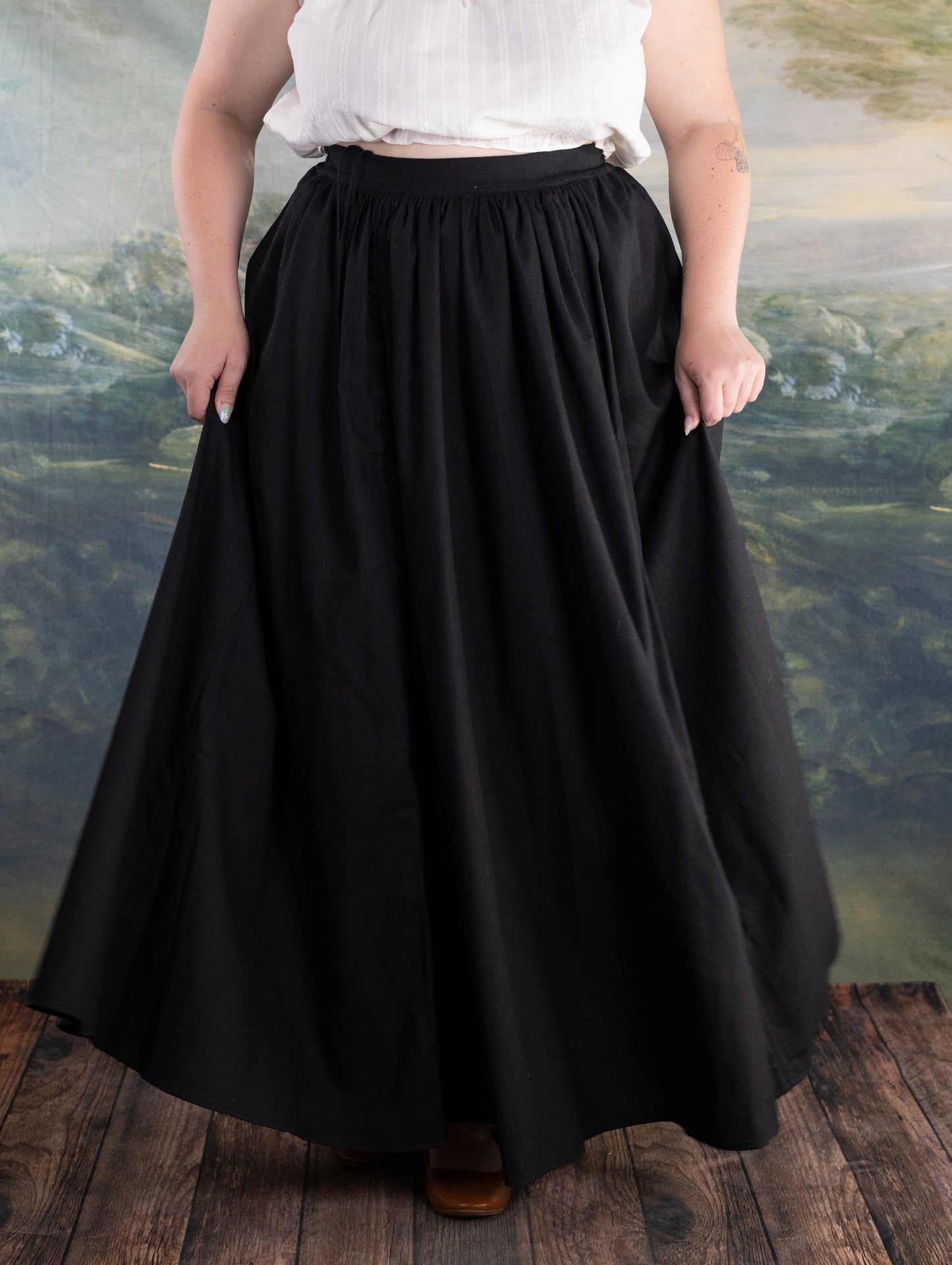 Black Cinching Maxi Skirt
