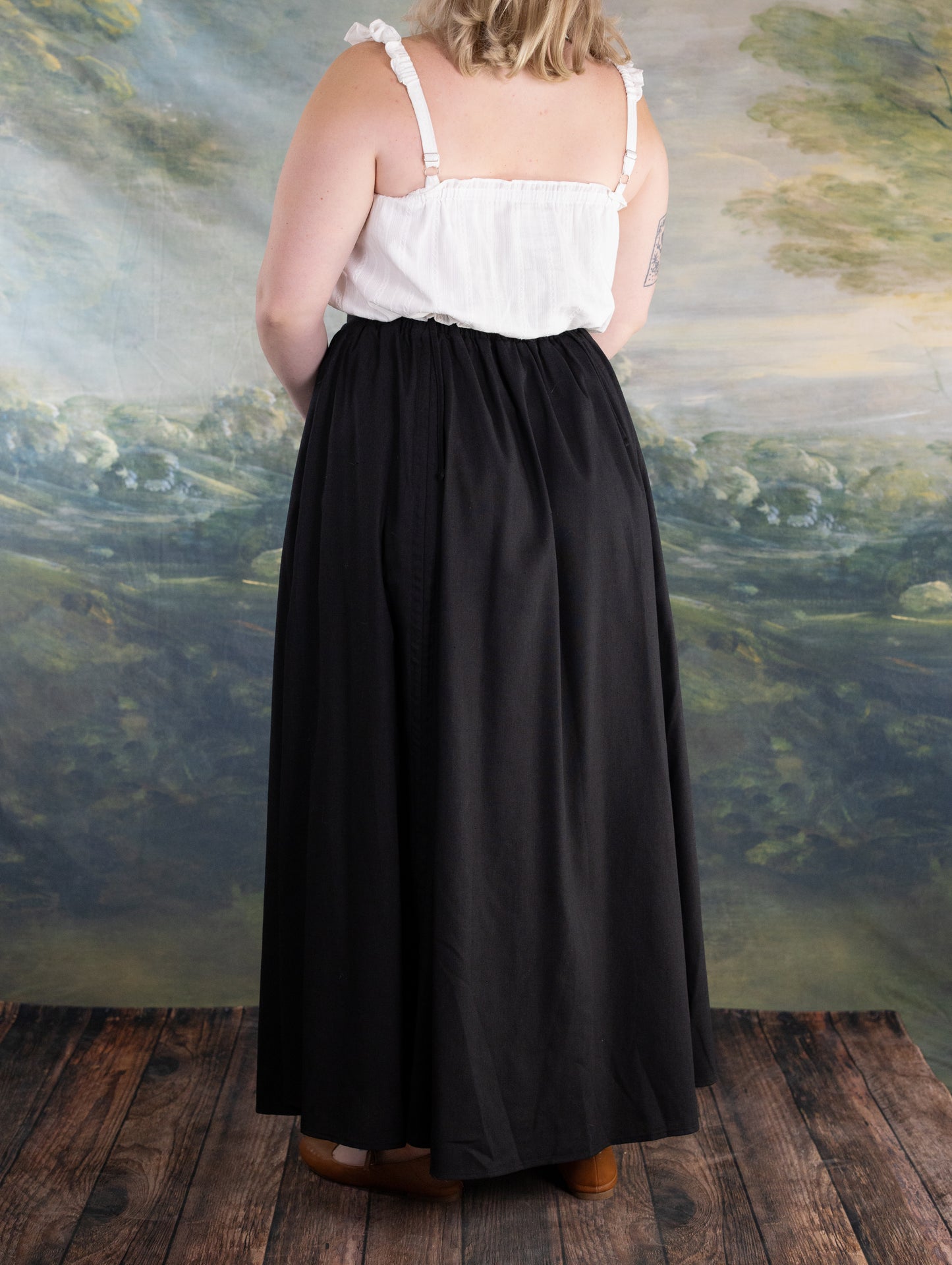 Black Cinching Maxi Skirt