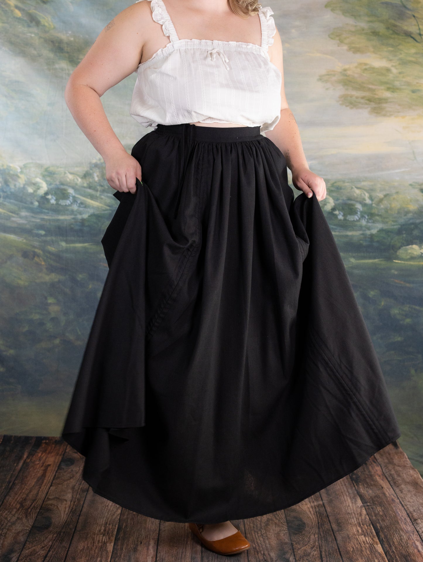 Black Cinching Maxi Skirt