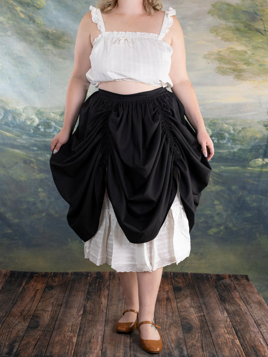 Black Cinching Maxi Skirt