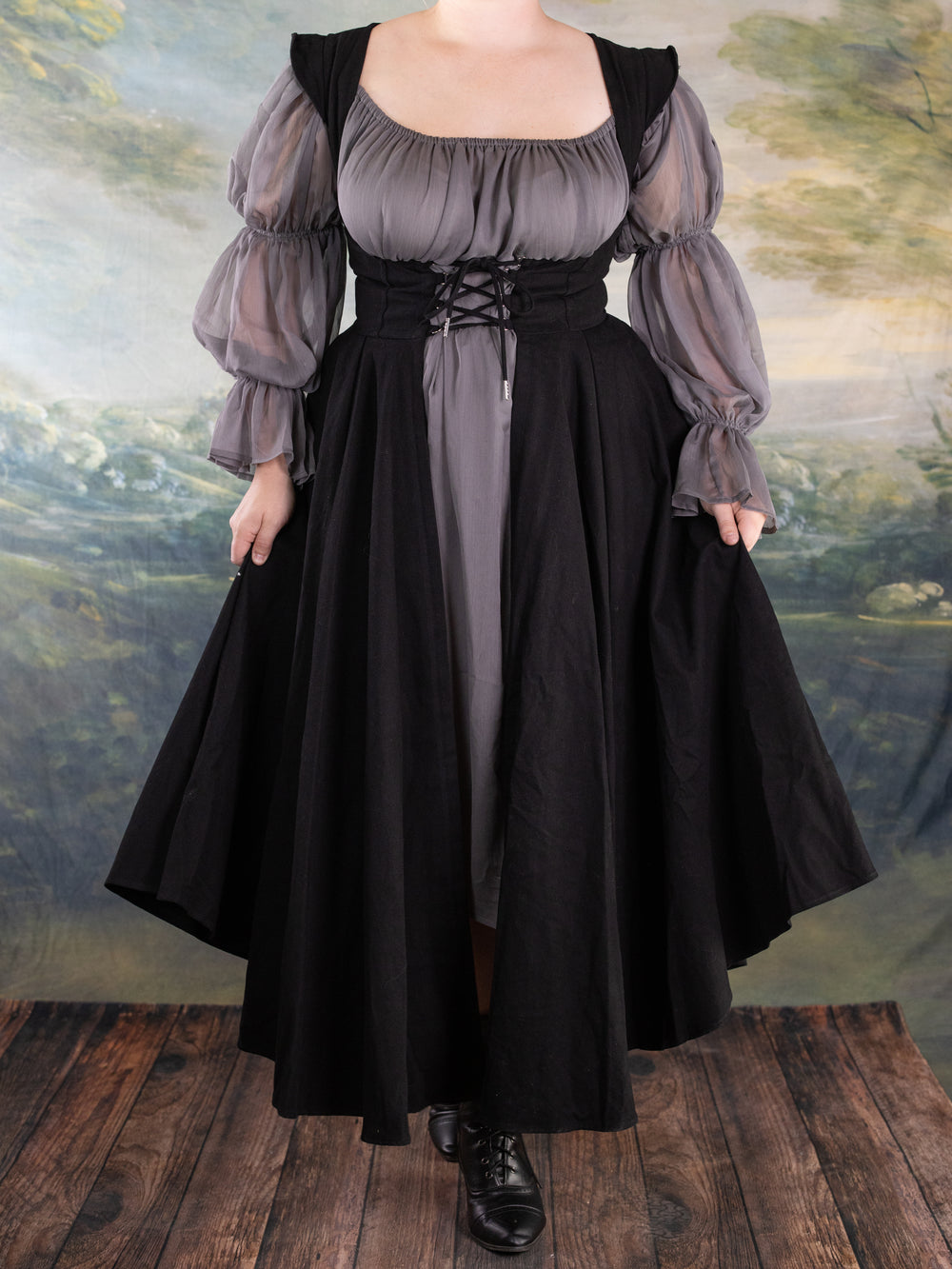 Black Cotton Underbust Dress