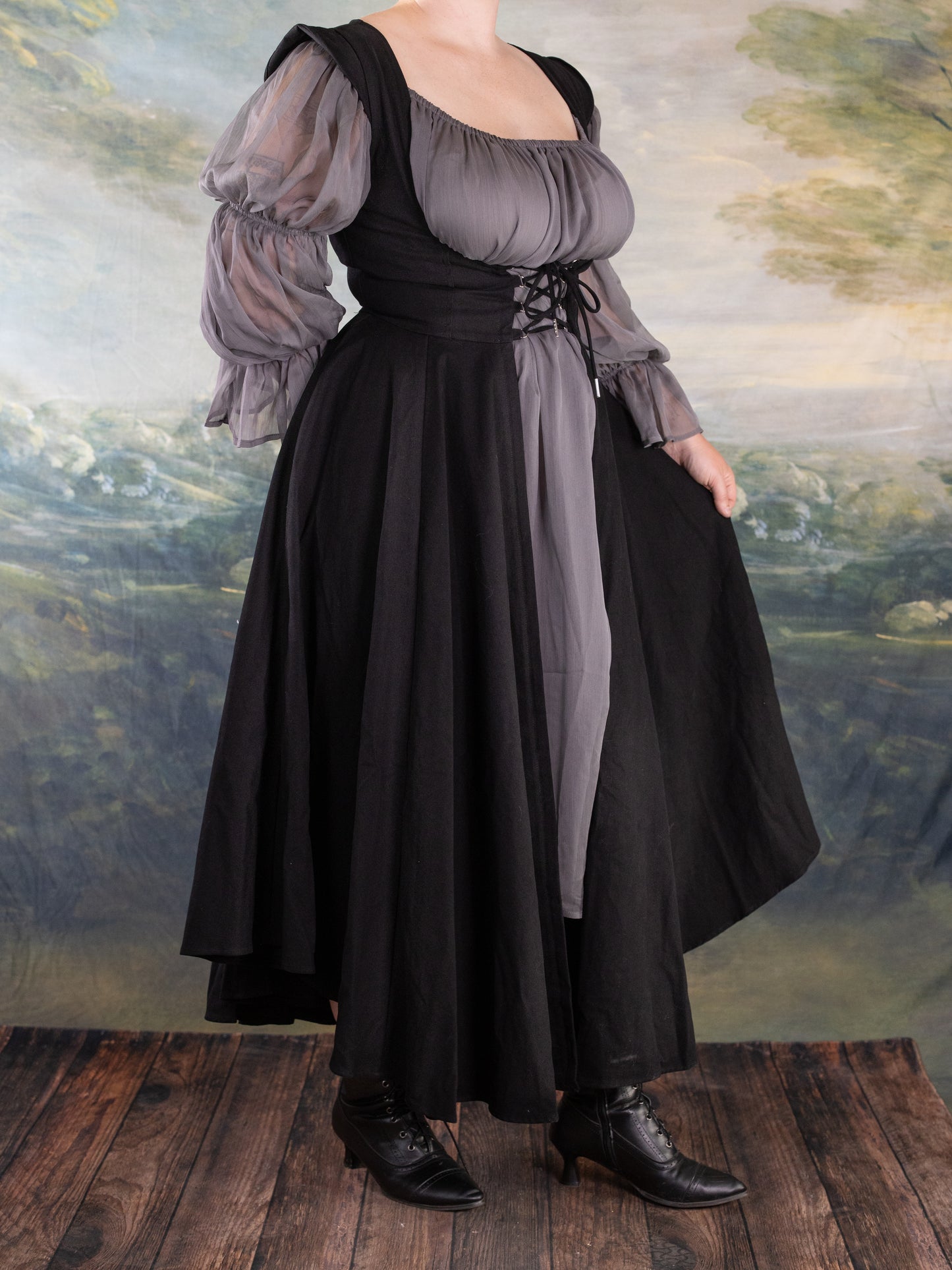 Black Cotton Underbust Dress