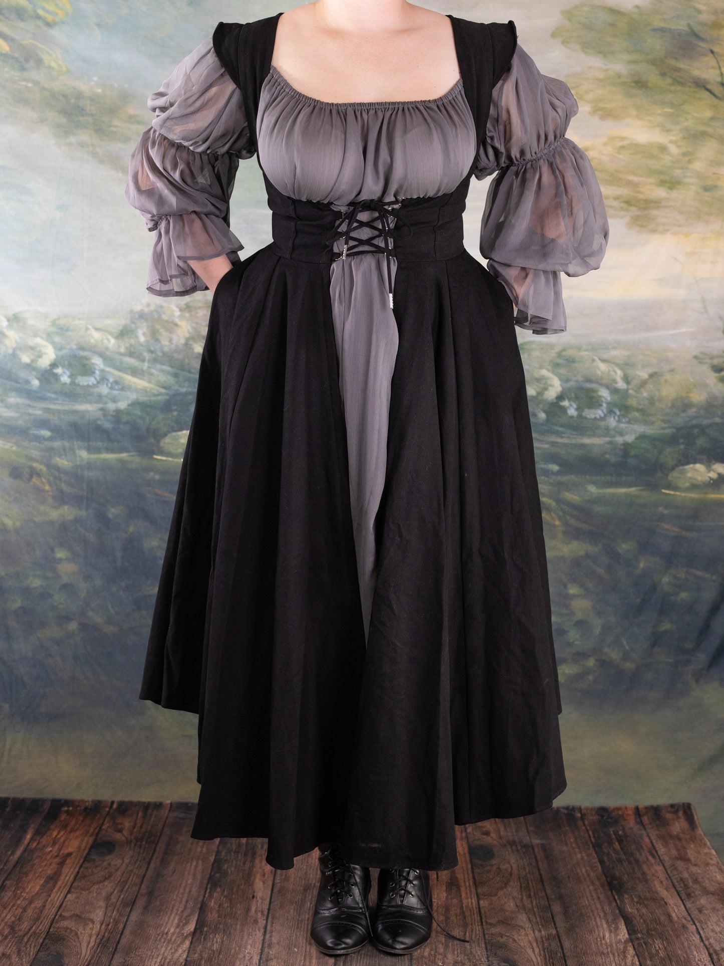 Black Cotton Underbust Dress