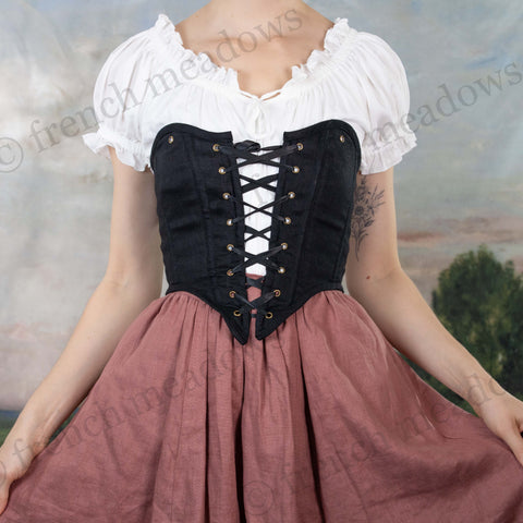 Black Cotton Corset Top