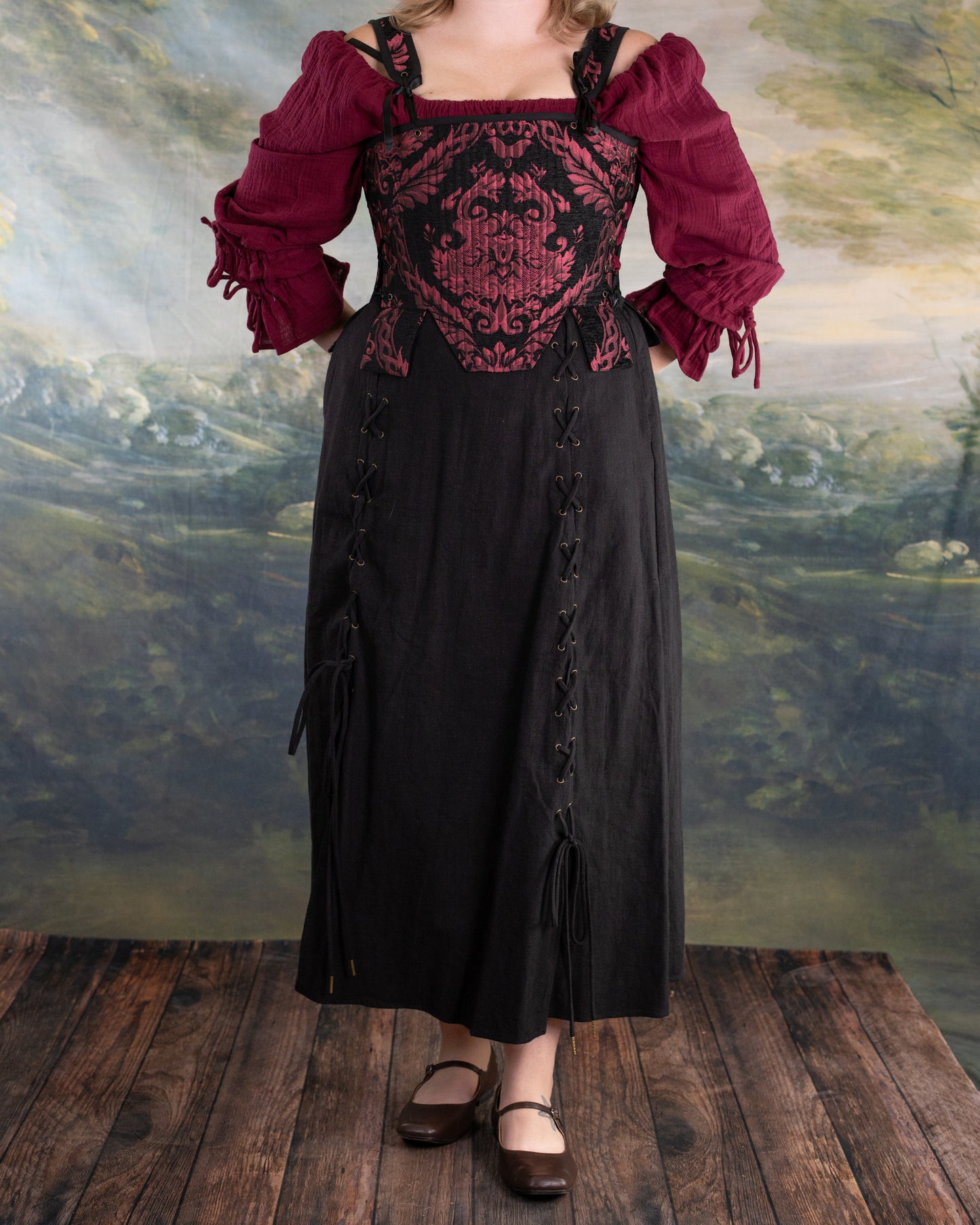 Black and Red Chenille Tabbed Tudor Stays