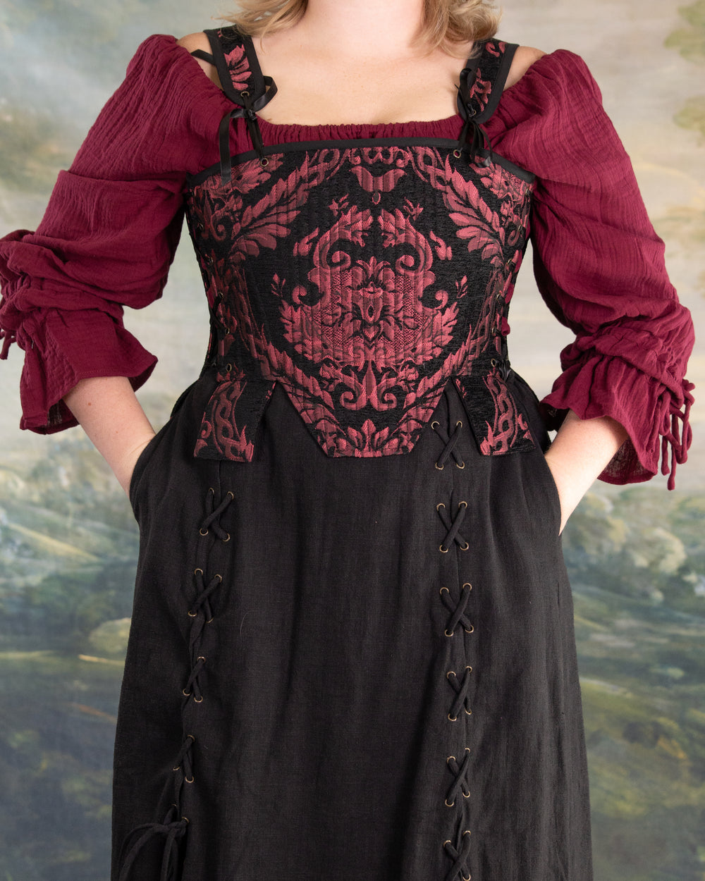 Black and Red Chenille Tabbed Tudor Stays