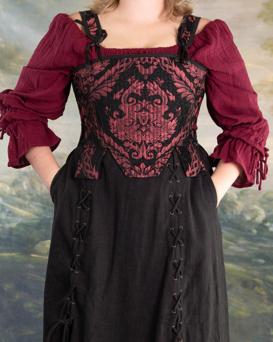 Black and Red Chenille Tabbed Tudor Stays