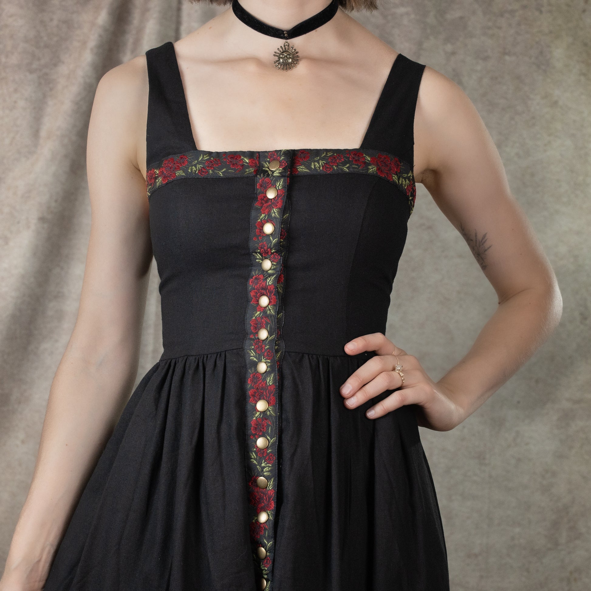 Black Ribbon Sarafan Corset Dress | French Meadows Corsets 4X Black Ribbon Sarafan Corset Dress | French Meadows Corsets 4X